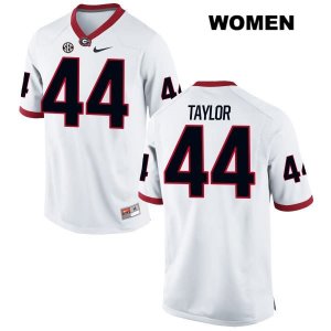 Women's Georgia Bulldogs NCAA #44 Juwan Taylor Nike Stitched White Authentic College Football Jersey JCJ0254IK
